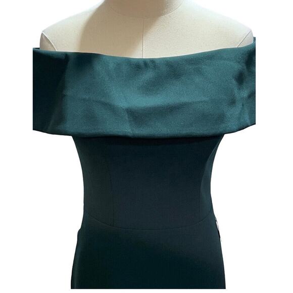 Betsy & Adam Off The Shoulder Pine Green Ruffle Bow Back Gown New Sz 8 USA - Picture 3 of 16